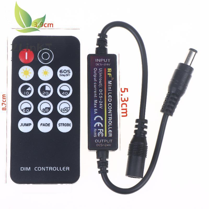 1 Set Mini RF Wireless 14Keys 2.4G Remote Control DC12V LED Dimmer 24V 5V 6A For 2835 5050 Single Color LED Strip Lights Dimmer