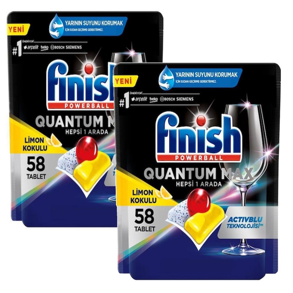 

Finish Quantum Max 58 Таблетки Лимонная жидкость для мытья посуды - 2 упаковки
