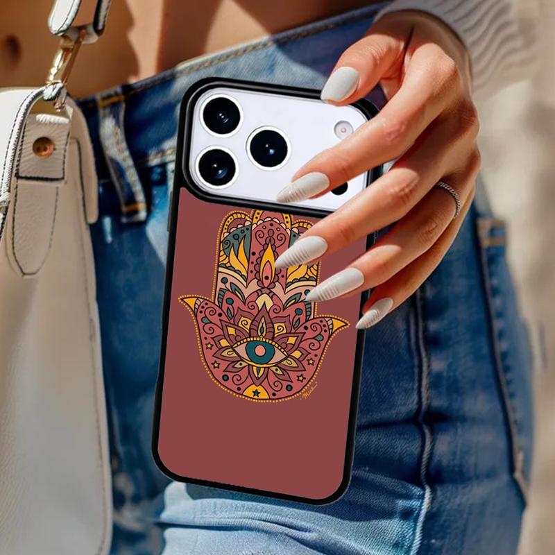 Hamsa Hand Amulet Psychedelic Phone Case For iPhone 17 Air 14 15 13 12 Max Cover For Apple 14 15 16 16e 11 Pro Max Plus