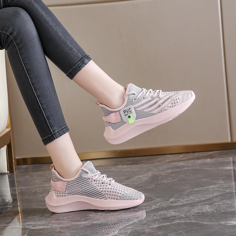 Women's Shoes Mesh Fly-woven Sports Shoes Socks Shoes Thick Soles Increase Summer Breathable Large Size Casual Shoes
