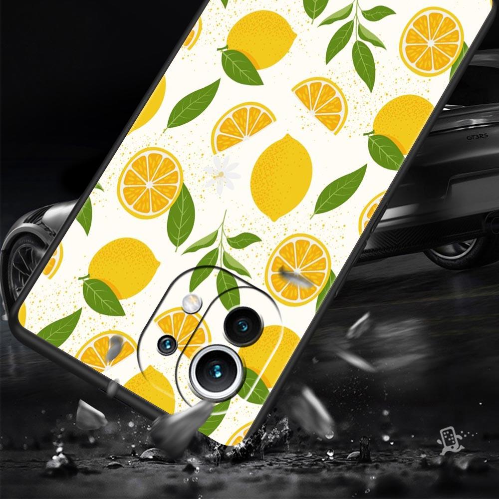 Handyhülle für Xiaomi Mi 15 14 13 12 11 Lite 14T 13T 12T 11T Pro Poco X6 X5 X3 Pro F6 F5 F4 Frucht Zitrone Schwarze Hülle
