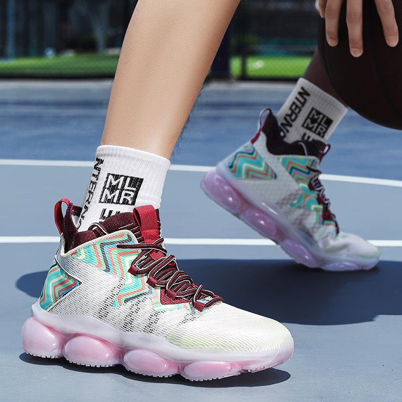New Air Cushion Men'S Casual Sports Shoes Socks Shoes Shock Absorption Lightweight Running Shoes Actual Basketball Shoes Men