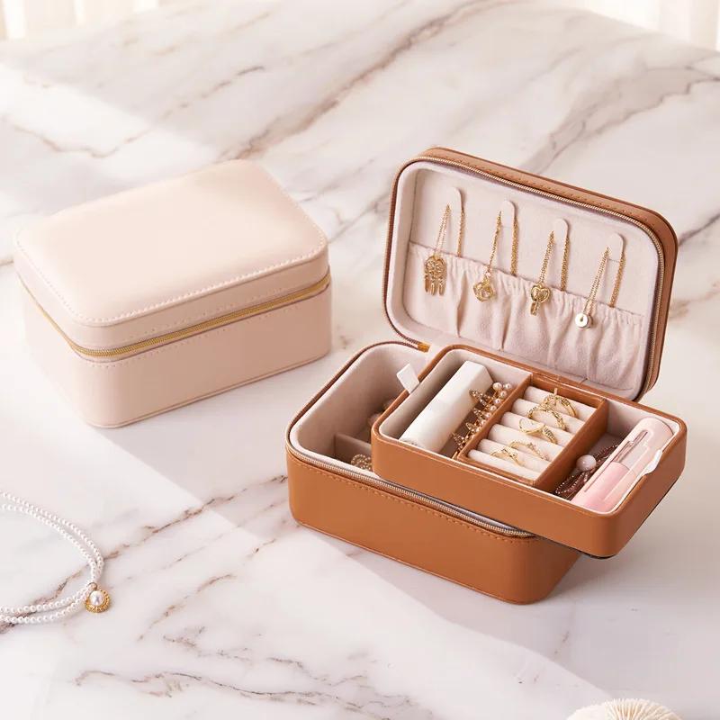Jewelry Organizer Box Premium PU Leather Storage Case Travel Jewelry Box Portable Travel Case Display Storage Holder Boxes