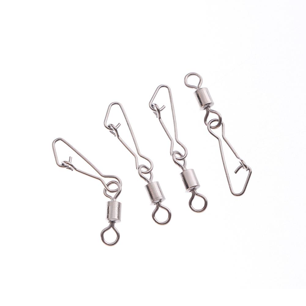 Metal Durable Rolling Swivel with Hooked Snap Interlock Connector Fishing Bearing Swivels Tackle
