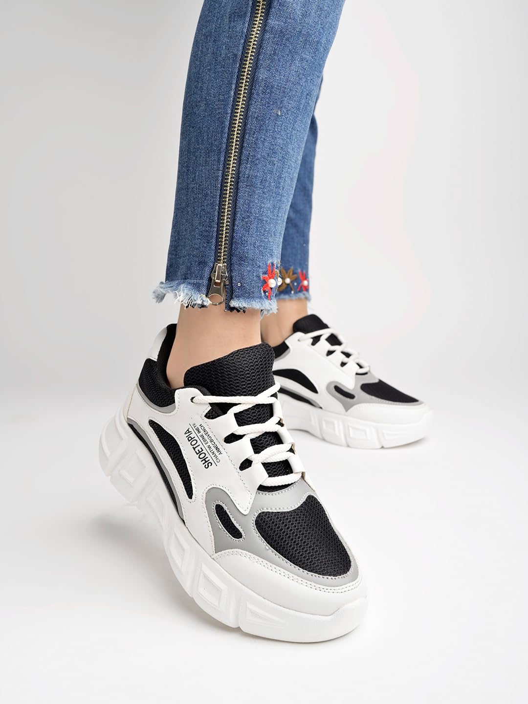 

Shoetopia Casual Sporty Look Black Sneakers for Women & Girls /UK6 6 UK чёрный