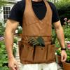 Garden Tool Storage Apron with 7 Pockets Cross Back Garden Apron Adjustable for Gardening In Flower Beds Vegetable Patches