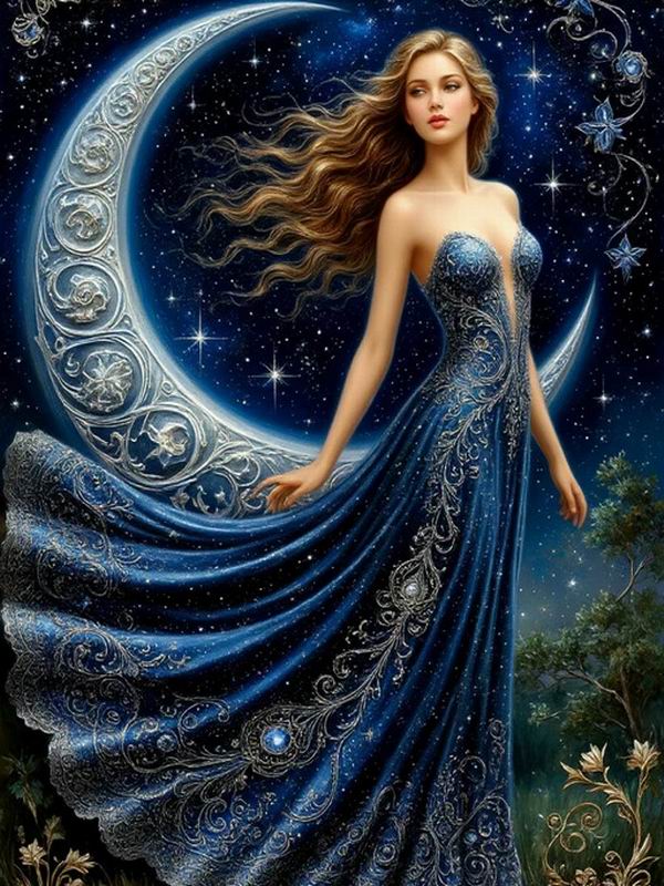 Diamantmalerei Neue Kollektion Mondfrau DIY Voll Quadratisch Rundbohrer Strassstickerei Mosaik Kreuzstich-Kits Wanddekor