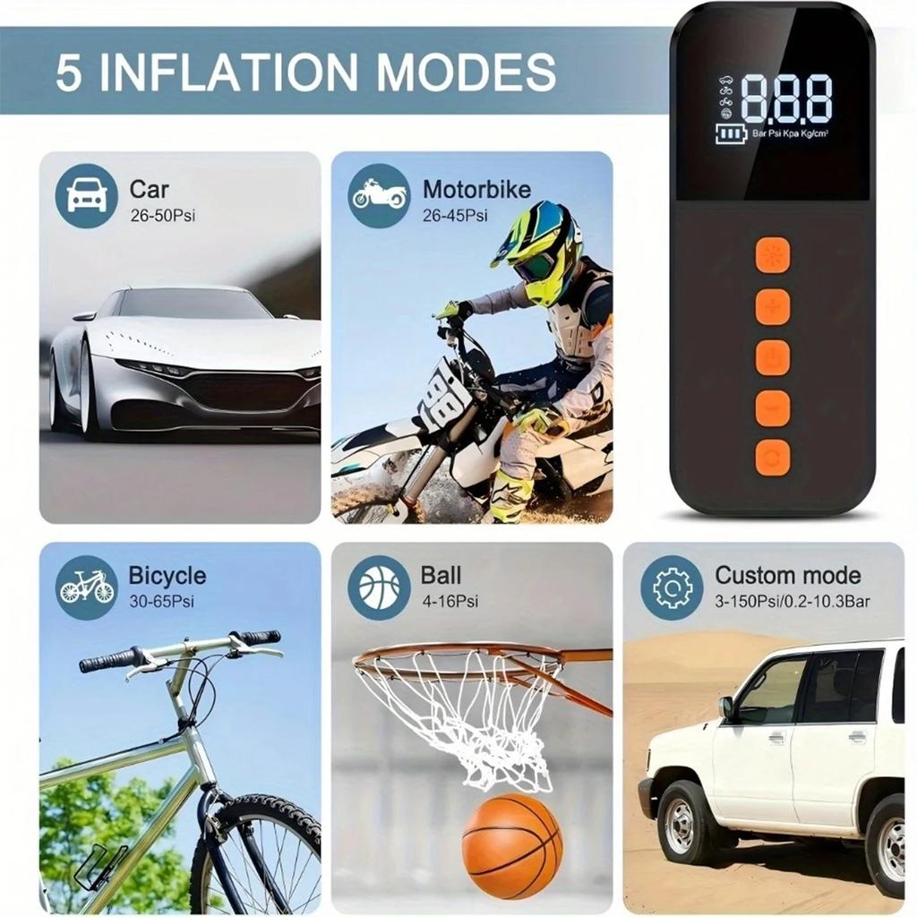Portable Tire Inflator Car Tire Inflator Tire Inflator Pump With Digital Display Electric Inflator Mini Bicycle Air Pump