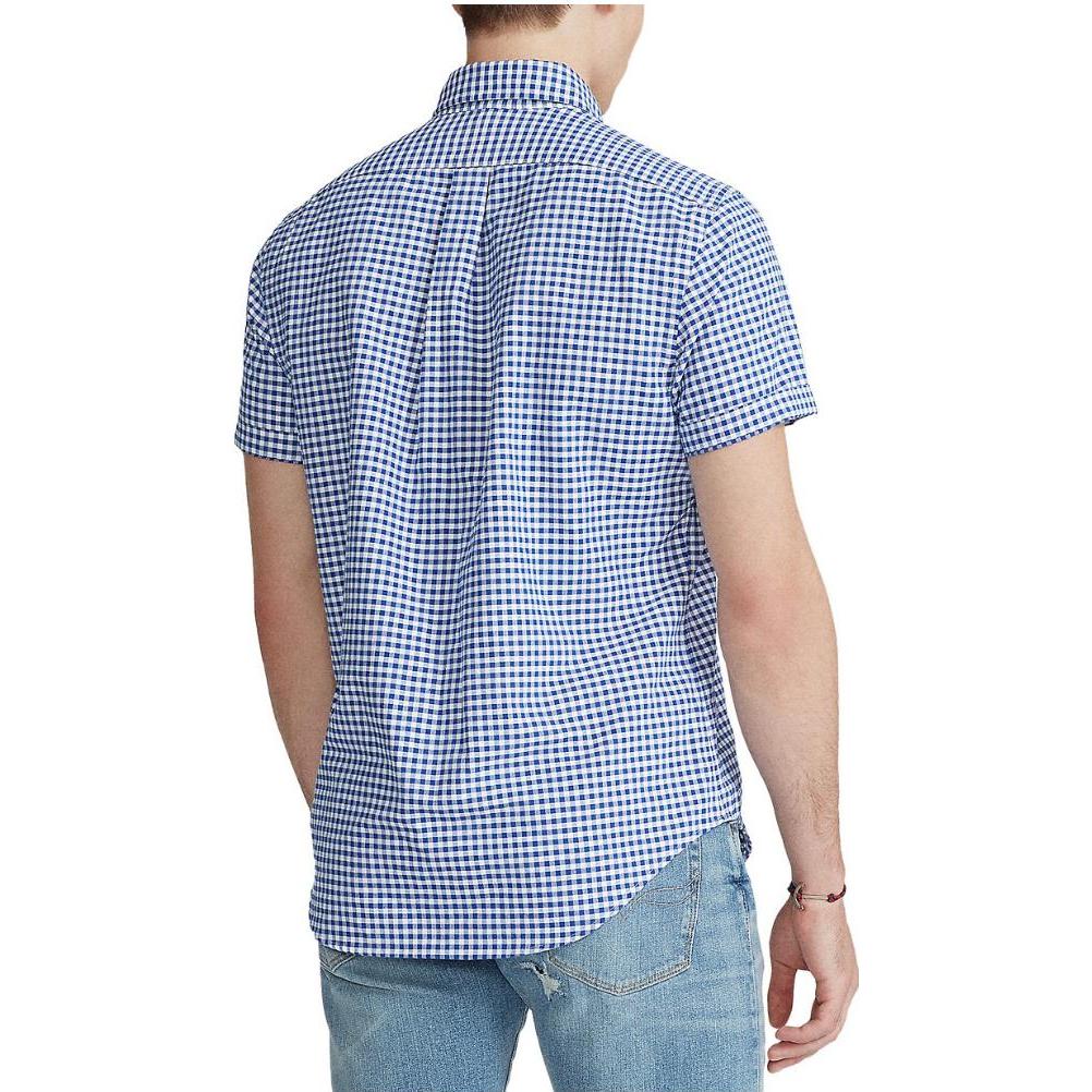 Polo Ralph Lauren Ss23 Check Logo Embroidered Single-Breasted Short Sleeve Shirt Men Shirts Blue 710802652-005