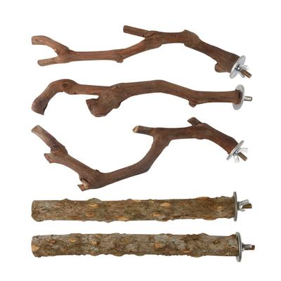 Bird Perch Stand Natural Wooden Stand Branch Chewing Stick Training Climbing Toy Bird Cage