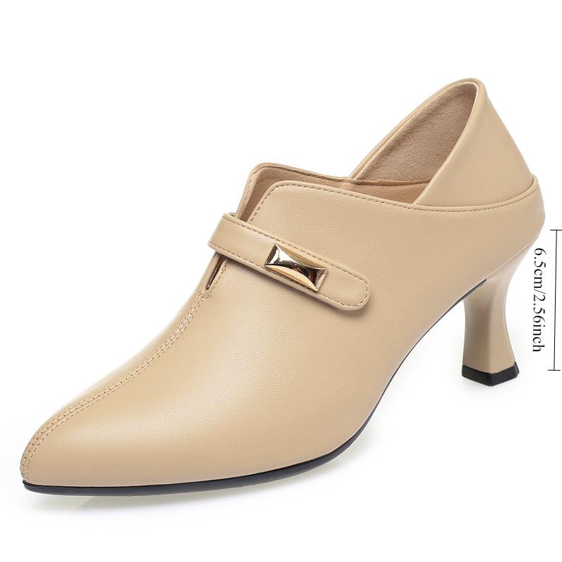 

Весенние и осенние мягкие кожаные удобные туфли на низком каблуке с неглубоким носком, модные туфли-шпильки с глубоким носком, женские кожаные туфли 41