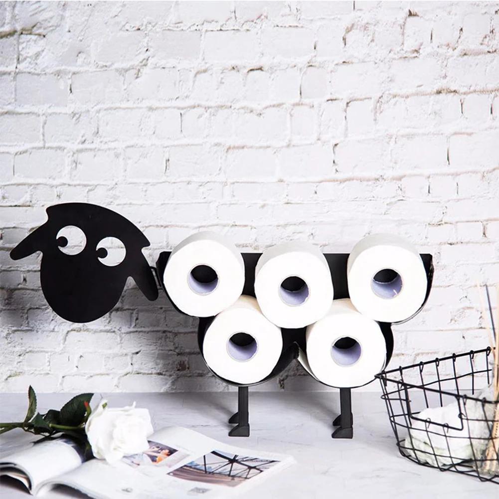 Metal Sheep Toilet Paper Roll Holder Wall Mounted Free Standing Toilet Roll Holder Hold Up To 7 Rolls Toilet Paper Stand Shelf