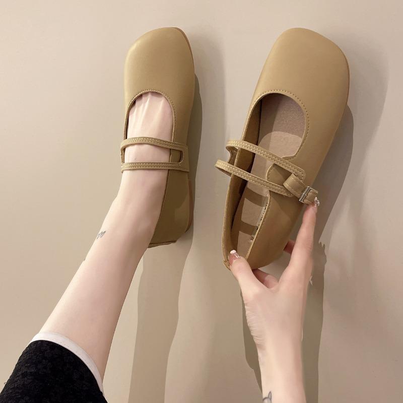 Mary Jane single shoes women's new spring soft leather gentle wind beanie shoes soft-soled grandma shoes