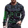 Maglietta da Uomo a Maniche Lunghe Autunno Nuovo Motivo Chip Elettronico 3D T-Shirt Casual Taglia Grande 6XL Maschile Hip Hop Street Top Versatili