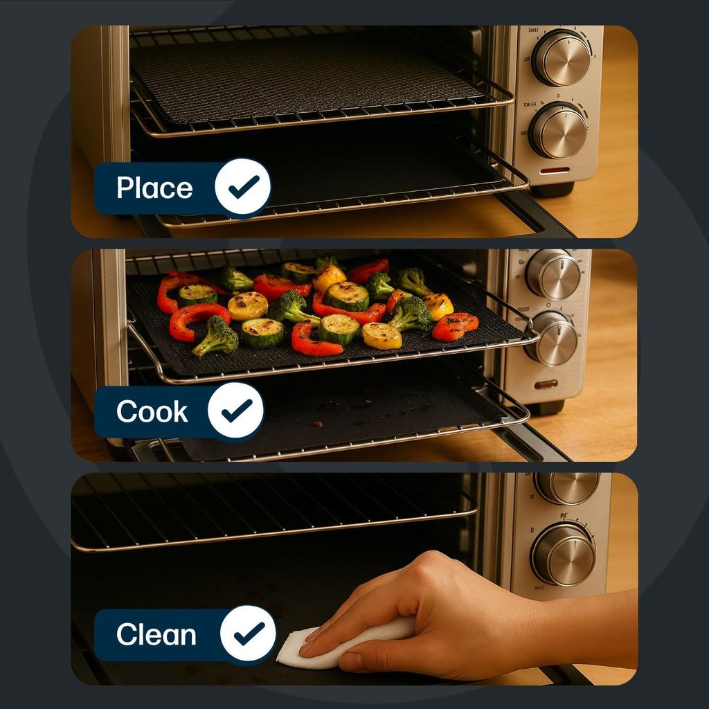 Cooks Innovations Toaster Oven Non Stick Liner & Crisper Set - Get Crispy Food Every Time - Easy Clean Up - Premium Crisping Sheet with Nonstick Oven
