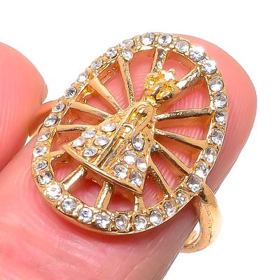 Natural Cubic Zirconia Gemstone Handmade 925 Sterling Silver Ring Size 8 E6o72
