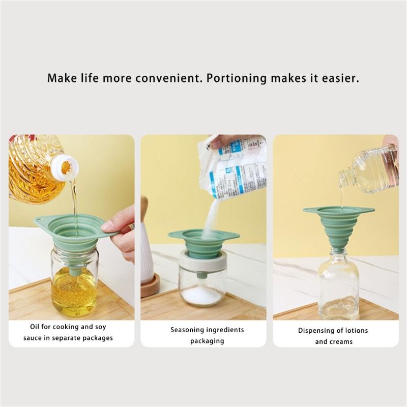 Retractable Kitchens Funnel Leak proof Wide Opening Silicone Materials Compact For Home Camping Cooking Storage