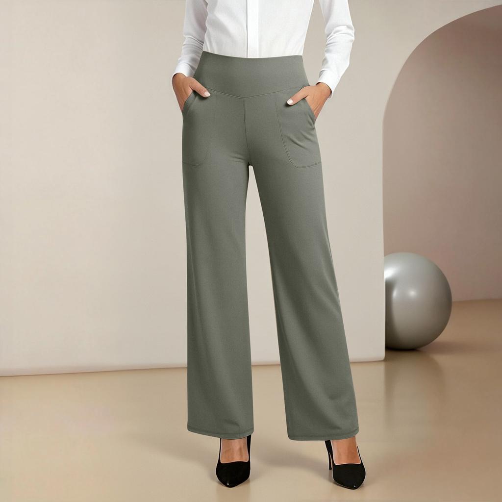 Women's Work Pants, Wide-Leg Yoga Pants, High-Waisted Sweatpants