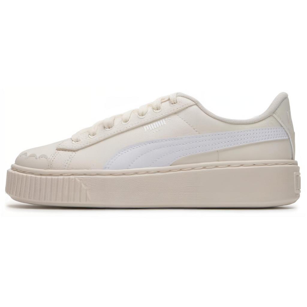 New PUMA BASKET PLATFORM Canvas V2 Coverage Breathable Low Top Skateboard Shoes Women's White 399699-02