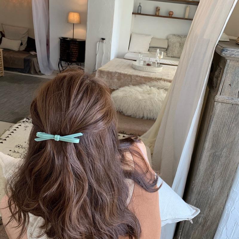 Schicke Haarspangen mit Schleife, einfarbig, Acryl, Haarspange, Haarnadel, süß, schlicht, Schleife, Knoten, Fliege, Seitennadeln, Haar-Accessoires für Frauen