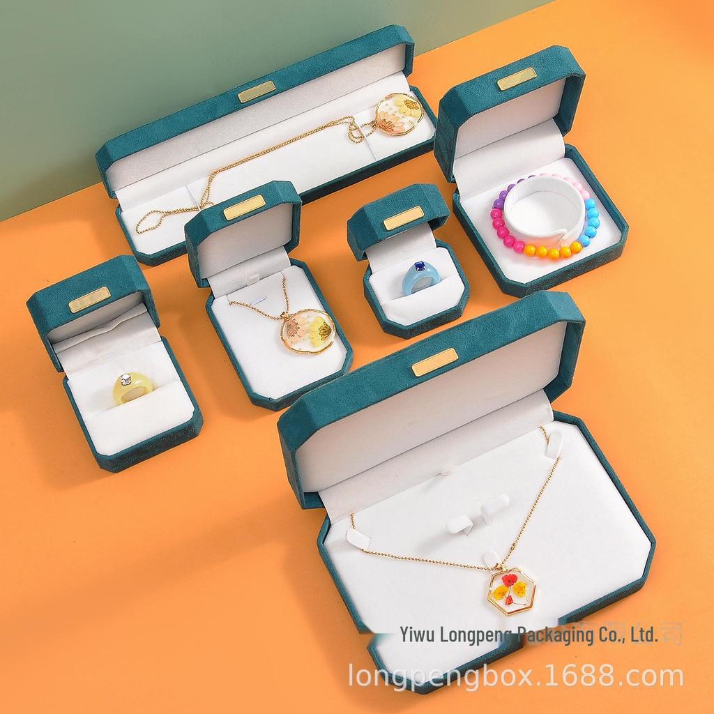 Octagonal Flannel Jewelry Box for Necklace, Bracelet, Ring, and Pendant