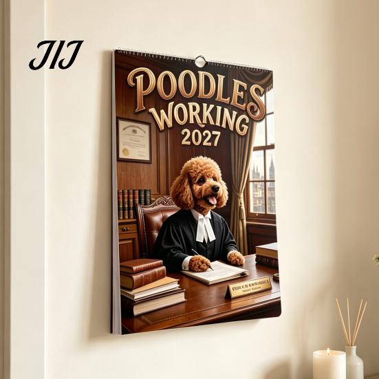 Tier-Hängekalender 2027 Lustiger Hund bei der Arbeit Wandkalender, Jan. 2027-Dez. 12 x Tagesplan-Organizer 8 Zoll Monatsplaner mit