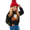 Kids' casual long-sleeved sweatshirt with Halloween print, suitable for holiday parties and everyday wear.