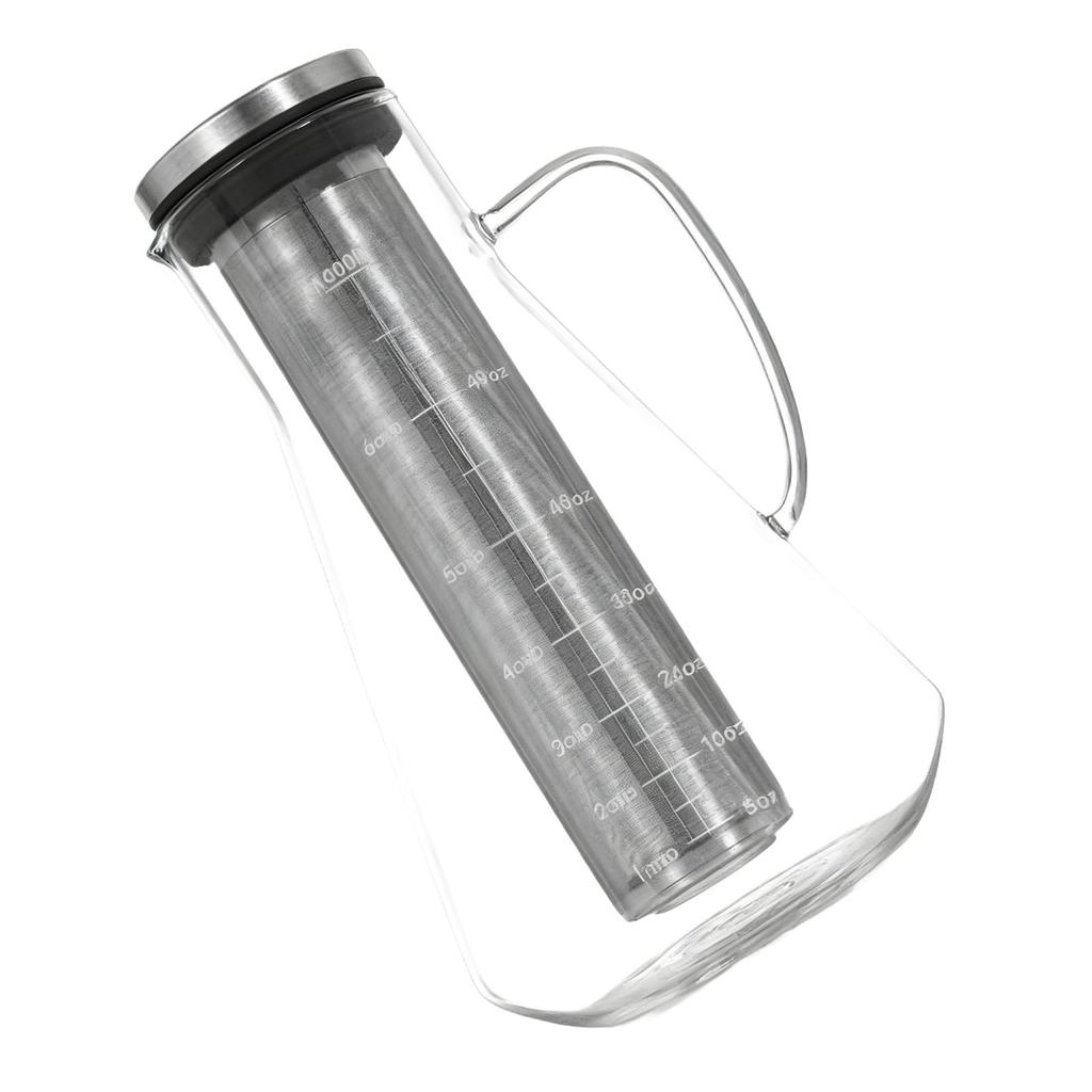 Cold Brew Coffee Maker with Stainless Steel Filter Borosilicate Glass Sealed Cold Brew Coffee Pitcher Jar for Ice