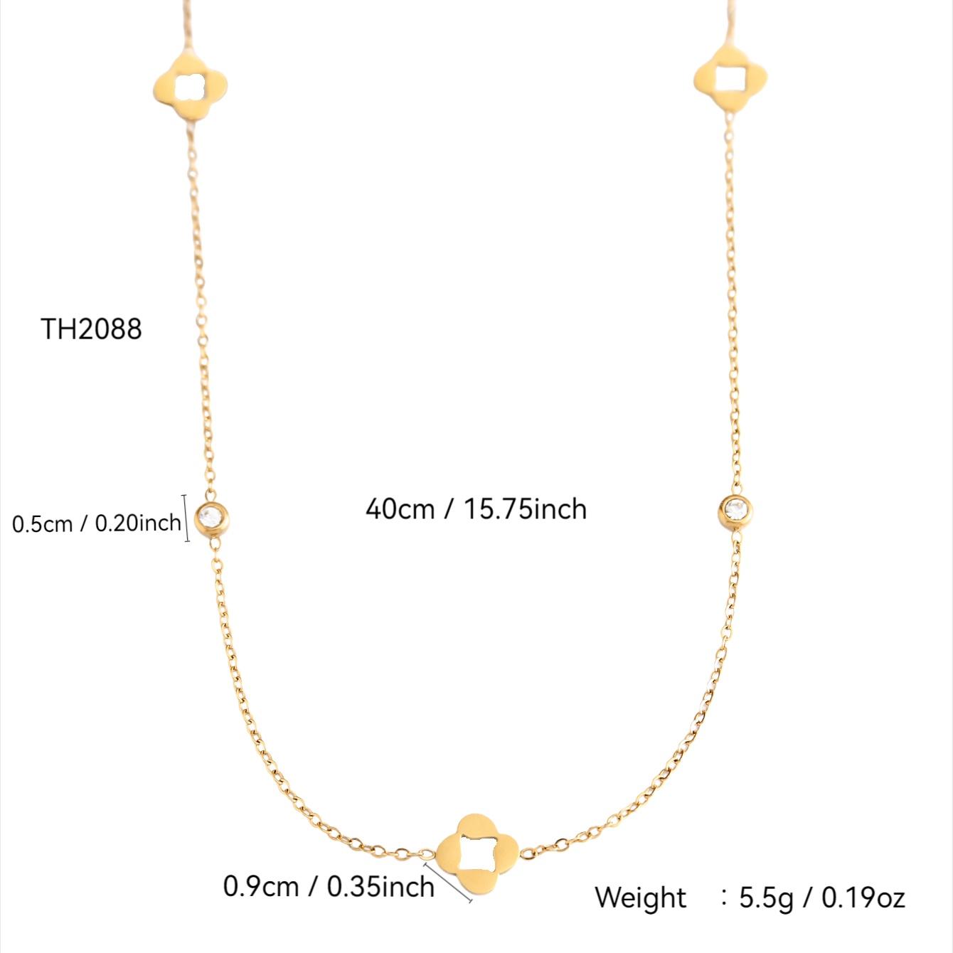 

Модное Элегантное Простое Очарование Нержавеющая Сталь Покрытие 18К Золотом С Цирконием Полый Четырехлистный Клевер Цветок Ожерелье Женское