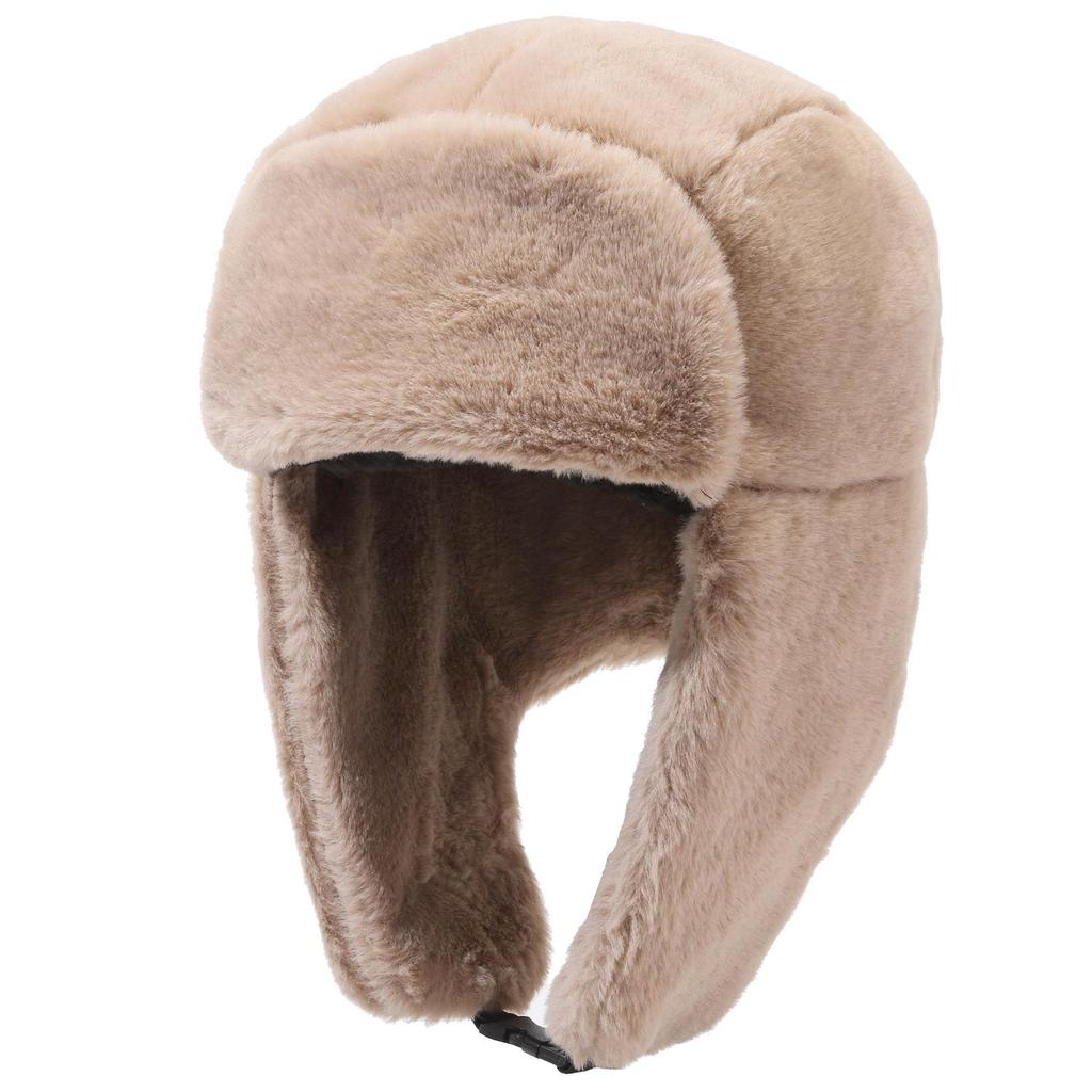 Women's Faux Rabbit Fur Winter Hat with Ear Protection, Cold-Proof, Thickened, Korean Style, Trendy and Warm for Outdoor Cycling.