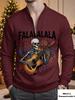 Men's skeleton guitar print long sleeved hoodie autumn men's clothing hoodie trendy and versatile style