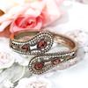 SUNSPICE-MS Champagne Crystal Women Vintage Cuff Bracelet Turkish Retro Gold Color Metal Spring Bracelet Ethnic Wedding Jewelry