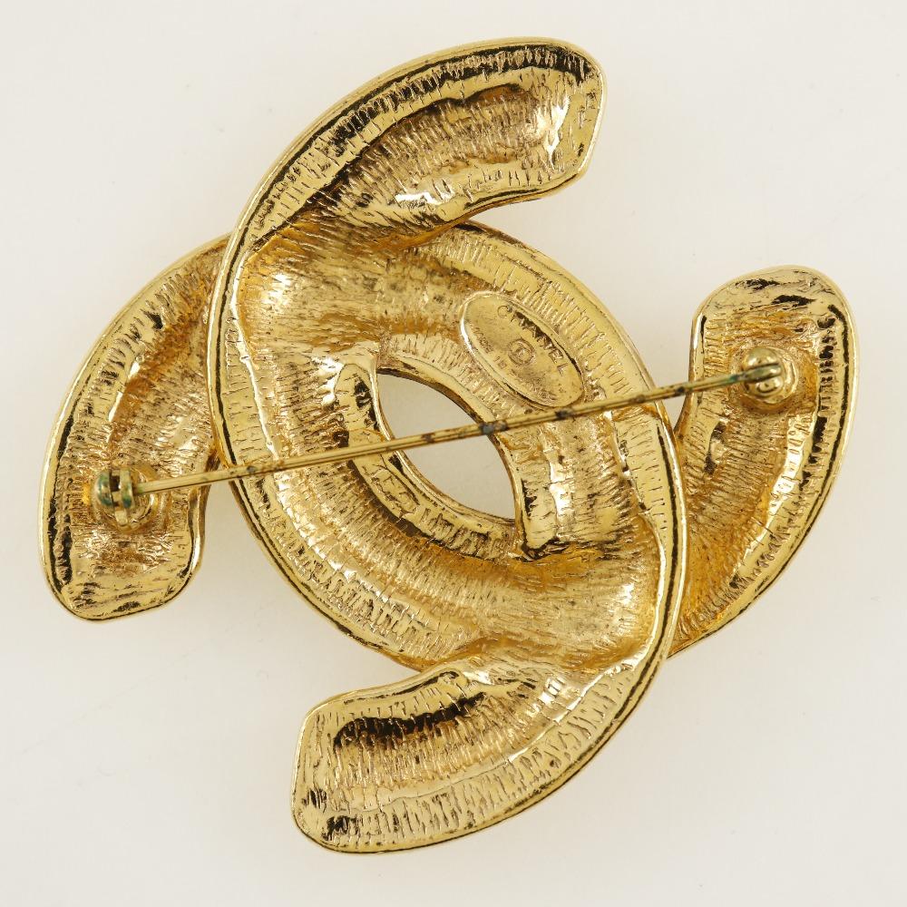 Chanel COCO Mark Brooch Matelasse Plated Gold 32.4g Women Used