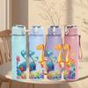 1PC Dinosaur Palm Tropical Scene Print 750ml Color Plastic Sports Water Bottle Leakproof Flip Straw Lid Suitable for Sports Office Home Use