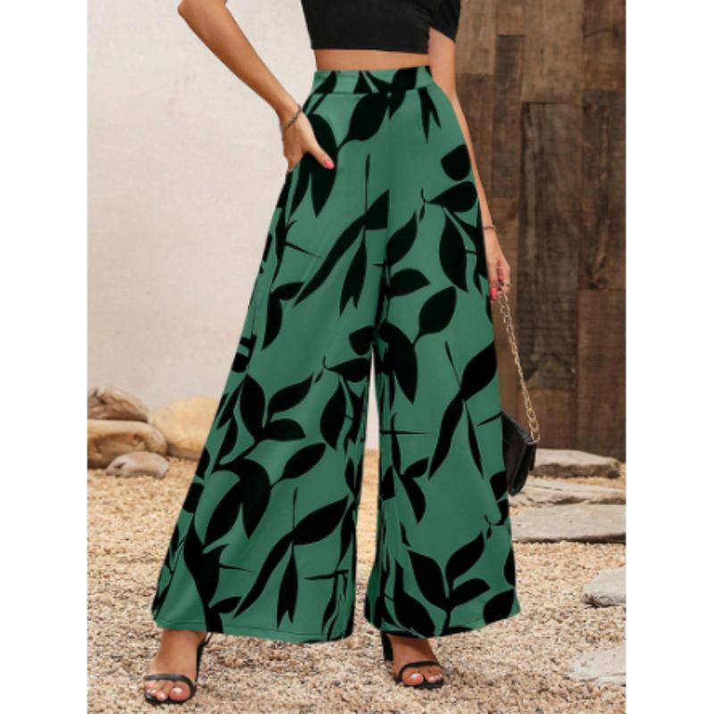 Pantaloni Casual da Donna alla Moda Stampati a Vita Alta Larghi per Primavera ed Estate