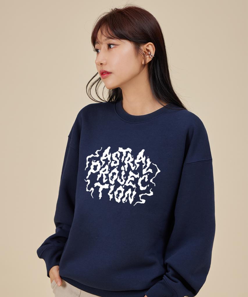 ASTRAL PROJECTION Hayes Lettering Loose Fit Sweatshirt_Navy