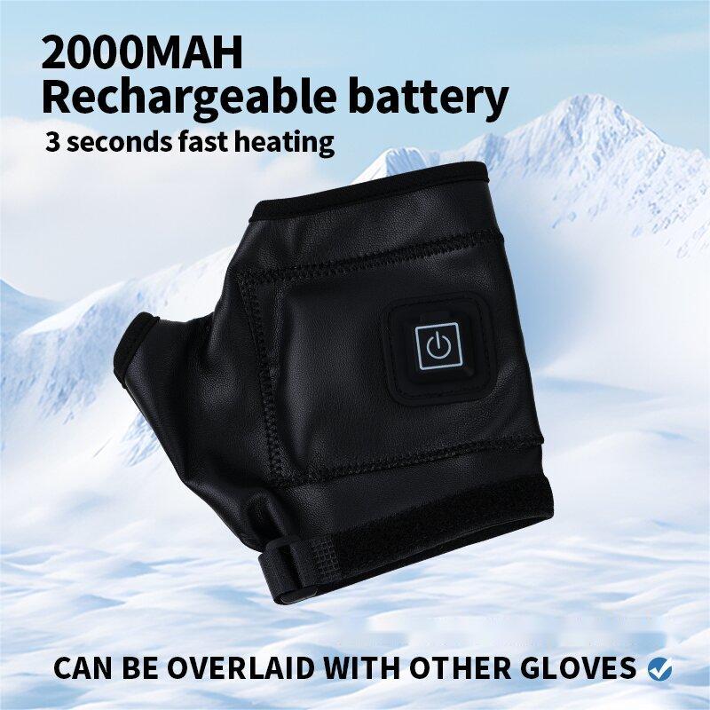 Unisex Winter Leather Gloves Warm for Driving Cycling Windproof Waterproof Heated Motorcycle Battery Ch