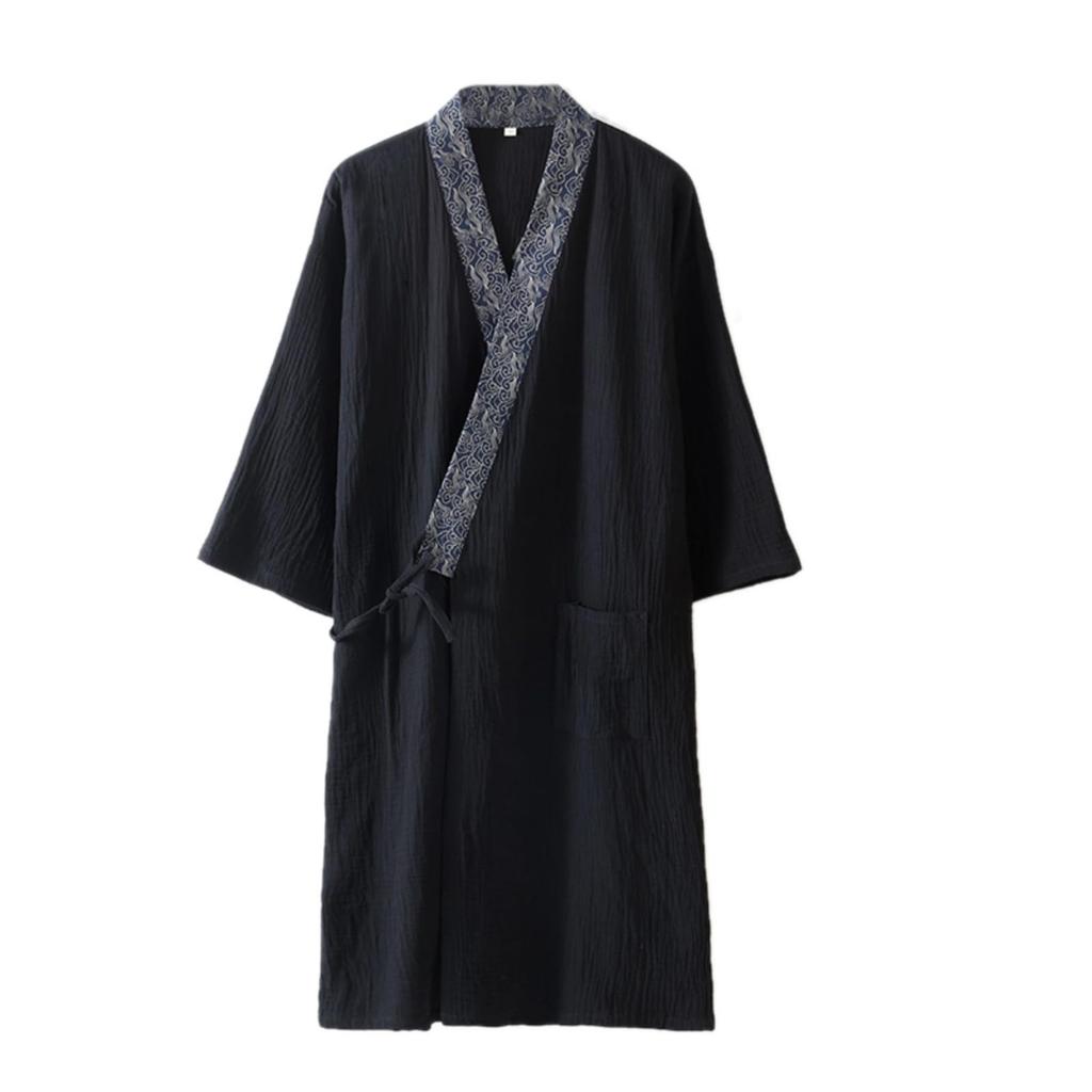 GDenFrog Dobbeltfront Japansk For Menn Etter Høsten Pyjamas, Morgenkåpe, Herre, Gaze, 100% Bomull, Yukata, Nattkjole, Loungewear, Nattkjole,
