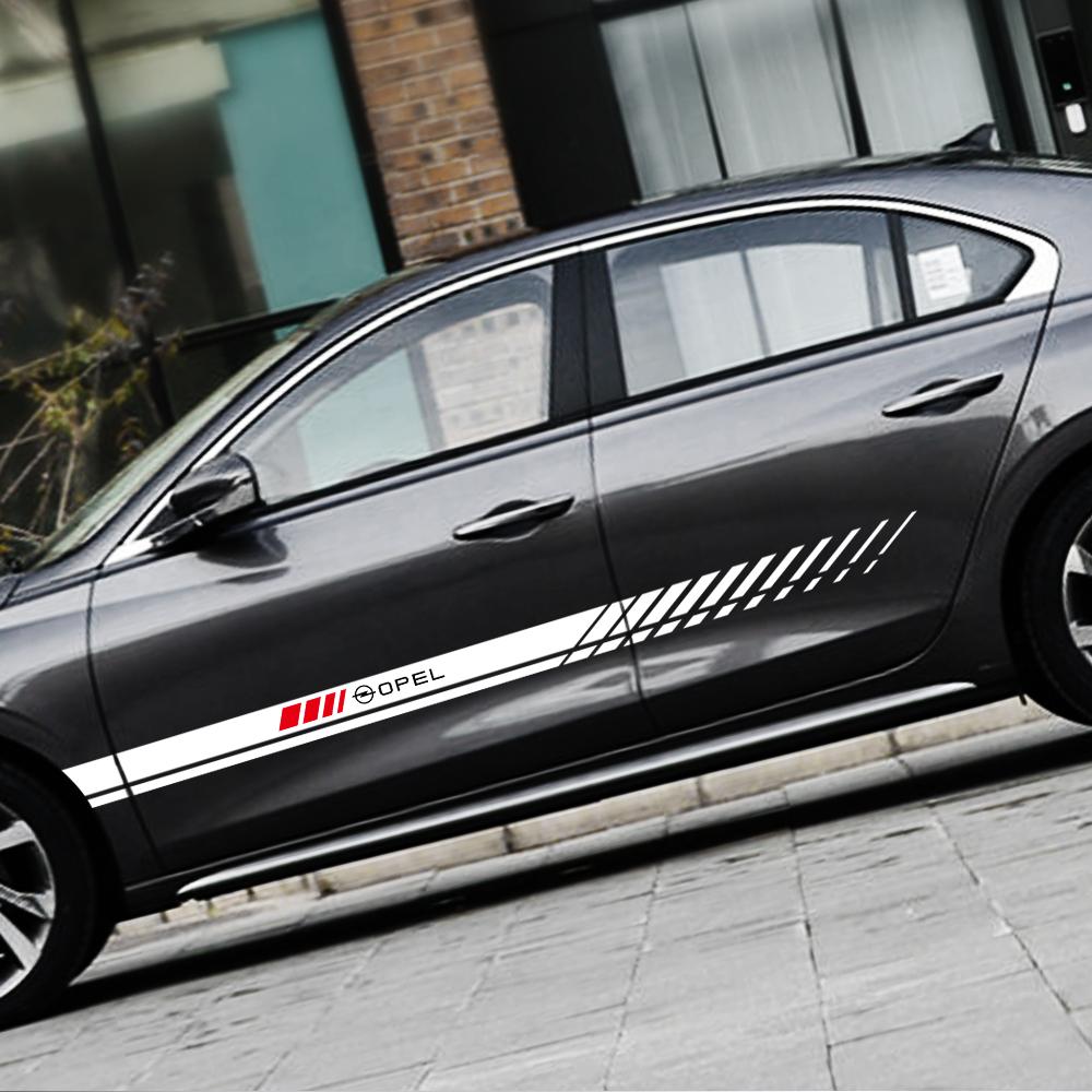 2PCS Car Racing Stripe Vinyl Decals Side Skirts Truck Decor Waterproof Sticker For Opel Astra H G J Insignia Mokka Zafira Corsa