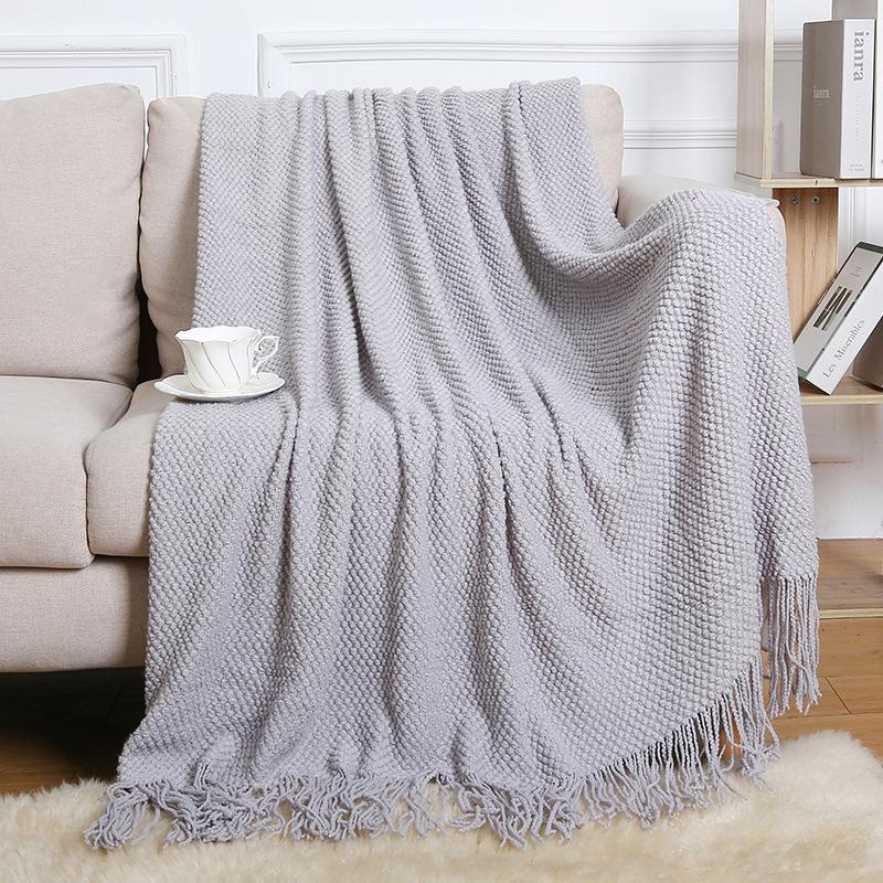 Bohemian Knitted Throw Blanket for Bed, Sofa, or Office Nap