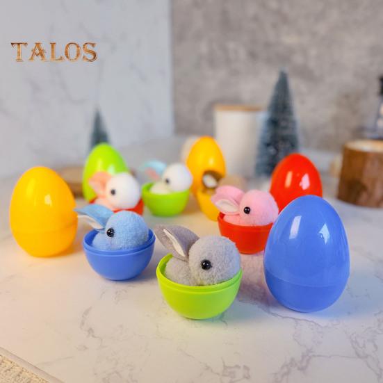 Pre-filled Easter Eggs Openable Egg with Plush Bunny Inside Mini Colorful Bunny In Egg for Kids Easter Egg Hunt Easter Basket Stuffers