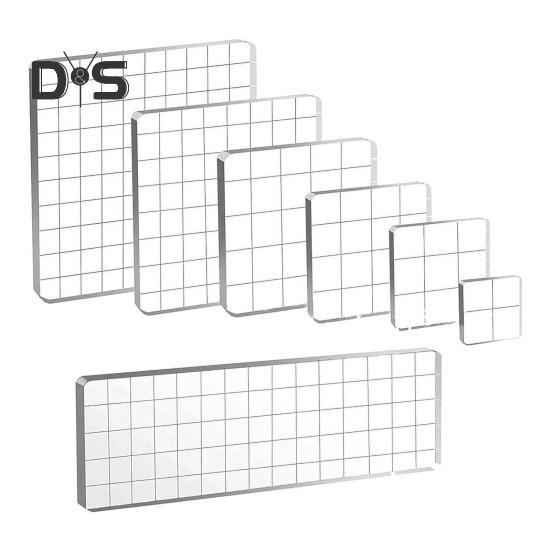 

Набор акриловых штамповочных блоков, прозрачные штамповочные блоки с сеткой, штамповочные блоки для скрапбукинга, поделки своими руками, изготовление открыток 7pcs