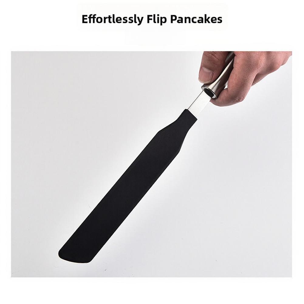Black Pancake Spatula 35x2x2cm Steel Crepe For Turner for Crepe Maker and Non Frying Pan Dishwasher Safe Rustproof