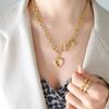 Marka 18k Gold Heart Necklace: French Style, Hollow Design, OT Clasp, Women's Titanium Steel Clavicle Chain (P1045)