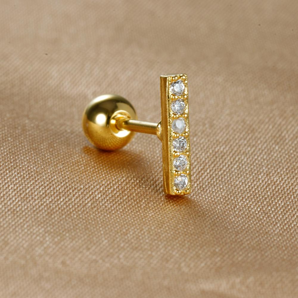 1 Stück Edelstahl Mond Kreuz Kleine Ohrstecker Winziger Zirkonia Ohrläppchen Tragus Helix Knorpel Piercing Ohrring Schmuck