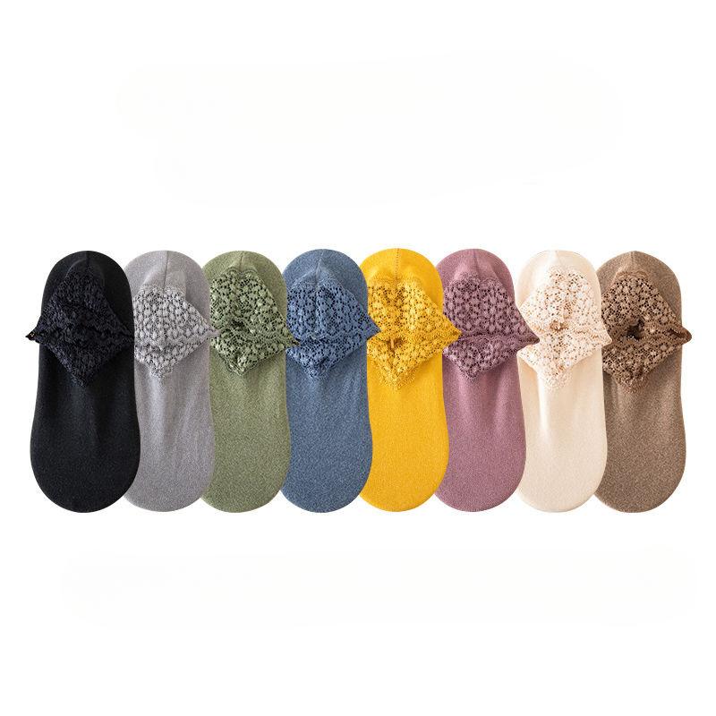 Women's Autumn Winter Thickened Warm Fleece Socks Lace Ankle Socks Non-slip Floor Socks
