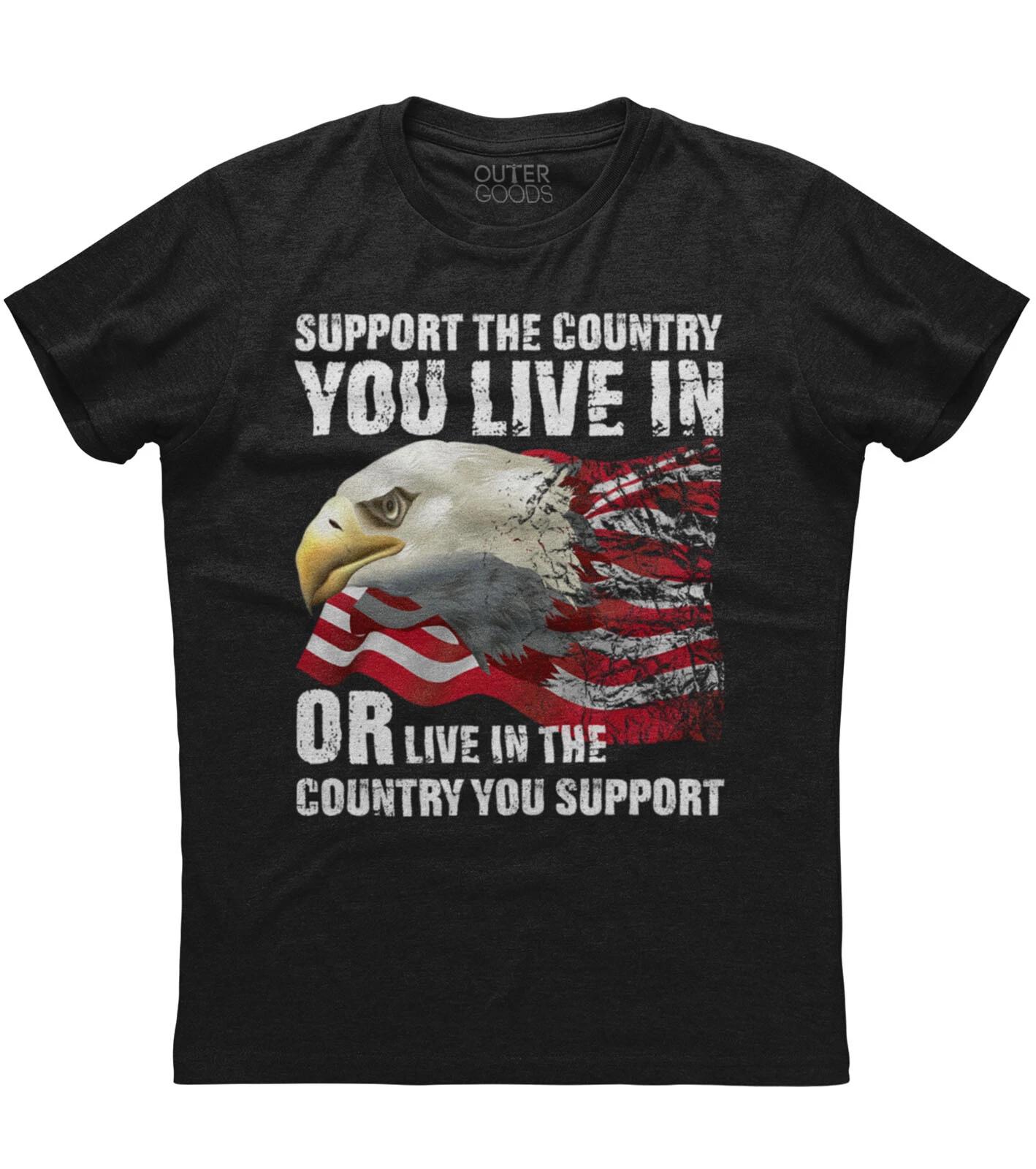 Mens Support the Country You Live In American Flag Patriotic T Shirt USA US M