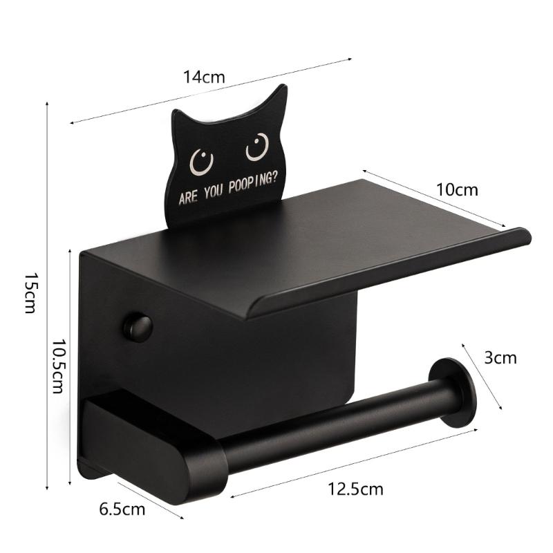 No Hole Required Rustproof Cartoon Animal Paper Roll Dispenser Including Functional Shelf For Bathroom Organization