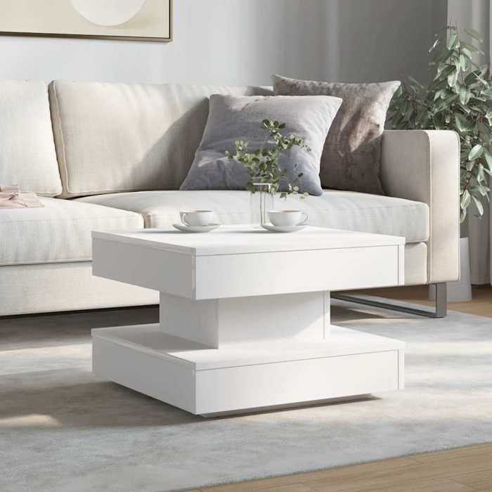 VidaXL Table basse rotative à 360 degrés blanc 50x50x34,5 cm, table d'appoint, table de salon, table basse moderne, table de 858470