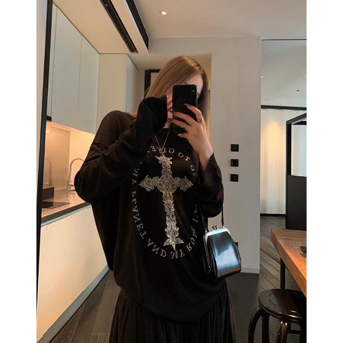 

Летняя женская свободная футболка с длинным рукавом и принтом 2X Large